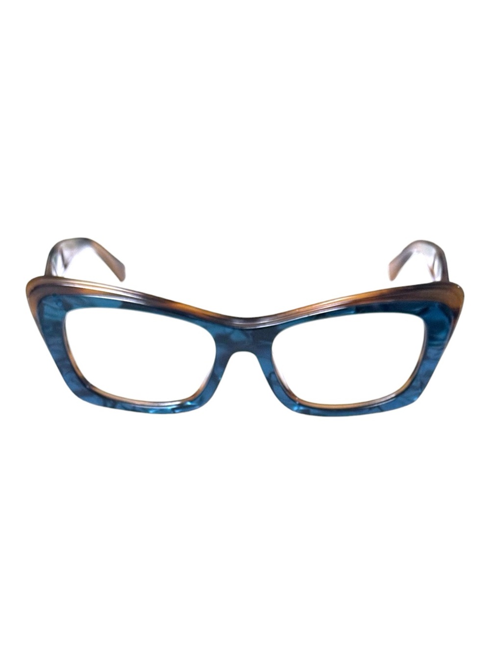 Alain Mikli Turquoise Mikli & Havana Sarette Butterfly Eyeglasses Made in Italy